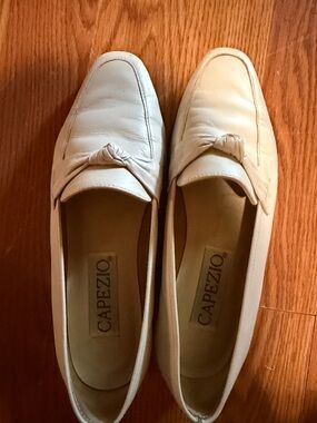Capezio Ivory Leather Knot Slip-Ons
